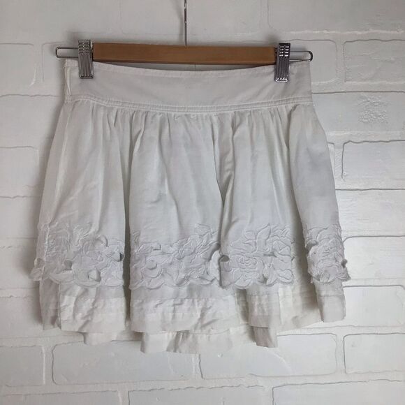ABERCROMBIE & Fitch woven white skirt lace cotton flowy small - Picture 10 of 11
